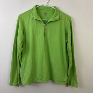 Riding Sport‎ Womens XL Neon Green Long Sleeve Quarter Zip Mesh Equestrian Horse